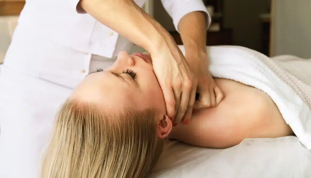 Lymphatic drainage massage in Phuket: Facial lifting massage for skin rejuvenation.