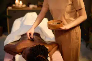 hot therapy massage in phuket: Relaxing hot stone massage therapy.